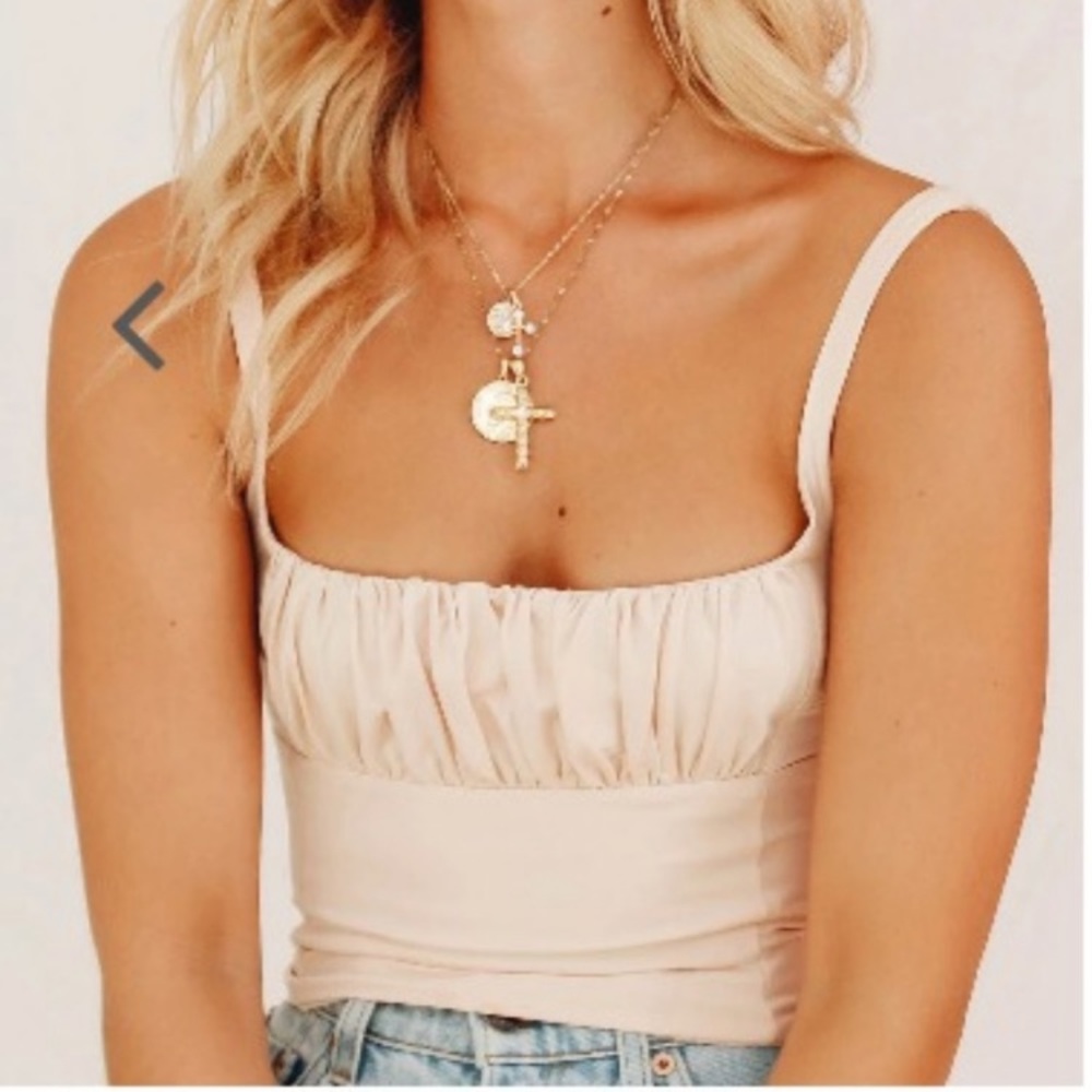 Verge Girl Tan Ruched Tank Top